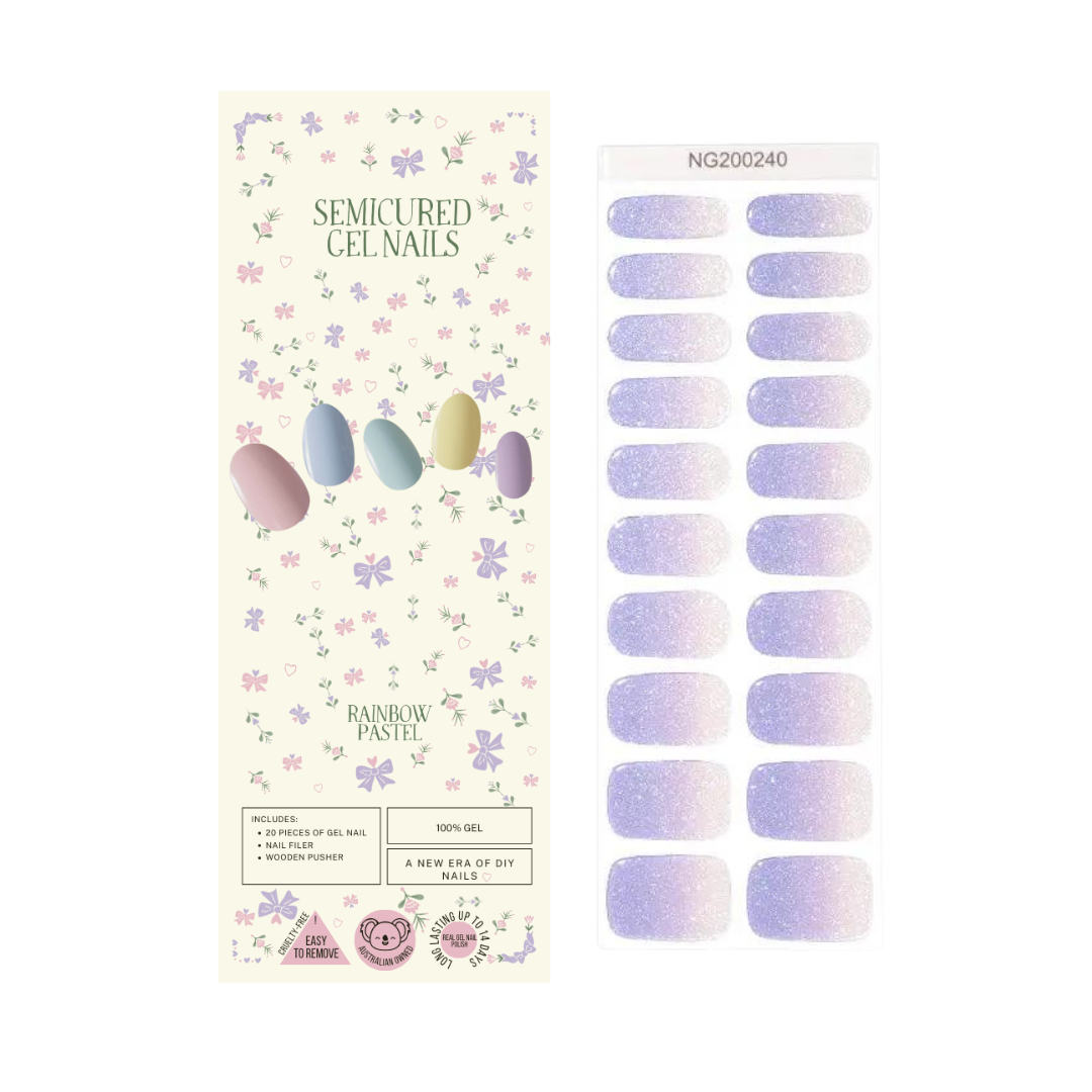 Wholesale - Purple Glimmer Semicured Gel Nails Kit ($13.99 x 10 Nail Kits)
