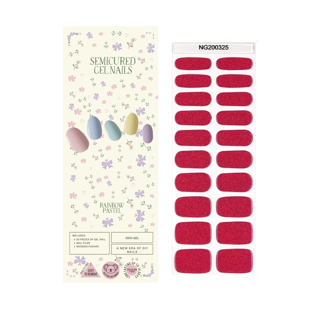 Wholesale - Glitter Red Semicured Gel Nails Kit ($13.99 x 10 Nail Kits)