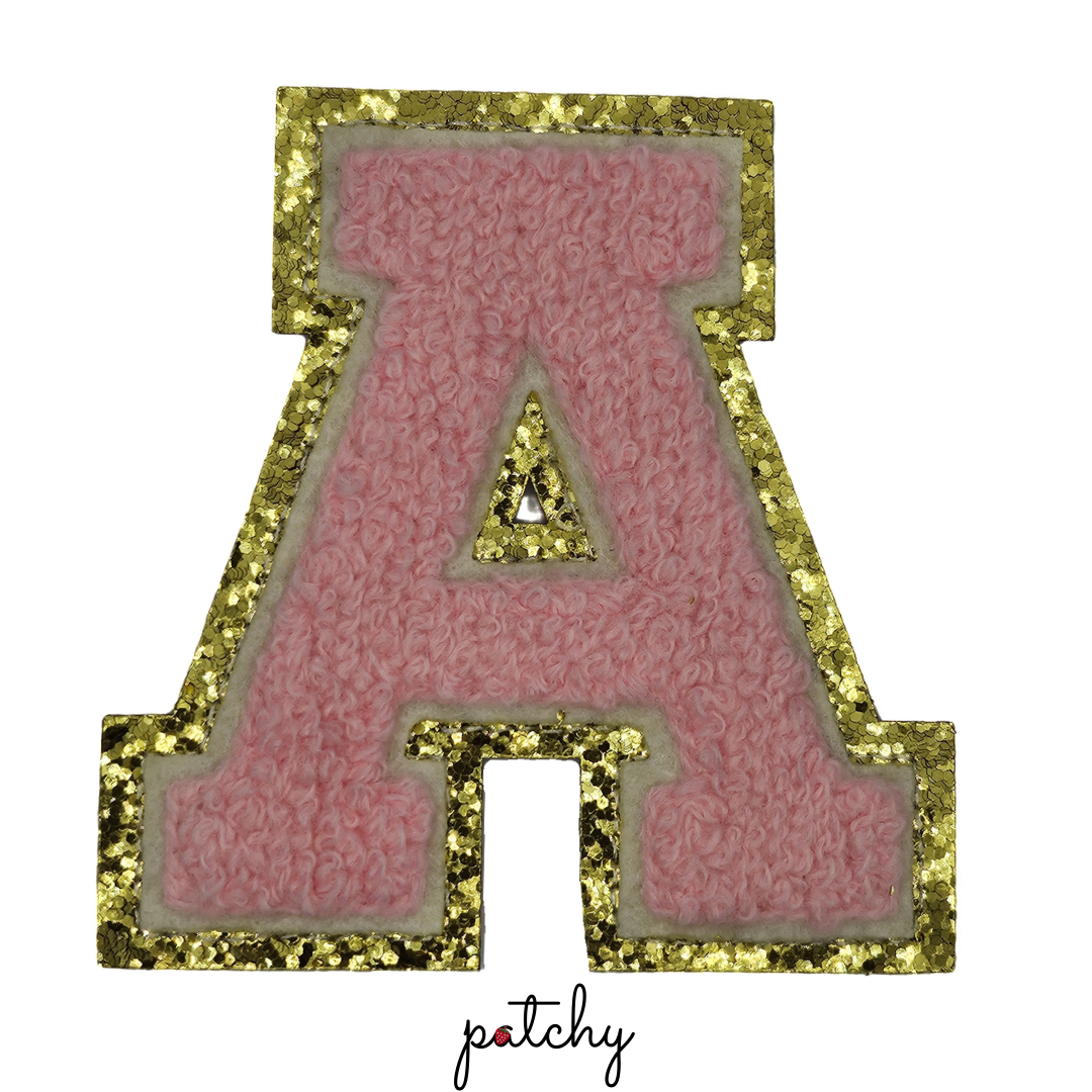 Pink Varsity Chenille Iron-On Letter Patch