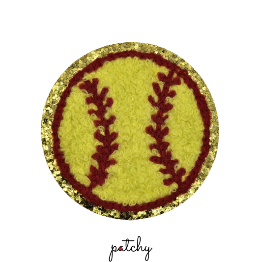 Baseball Yellow Chenille Iron-On Patch