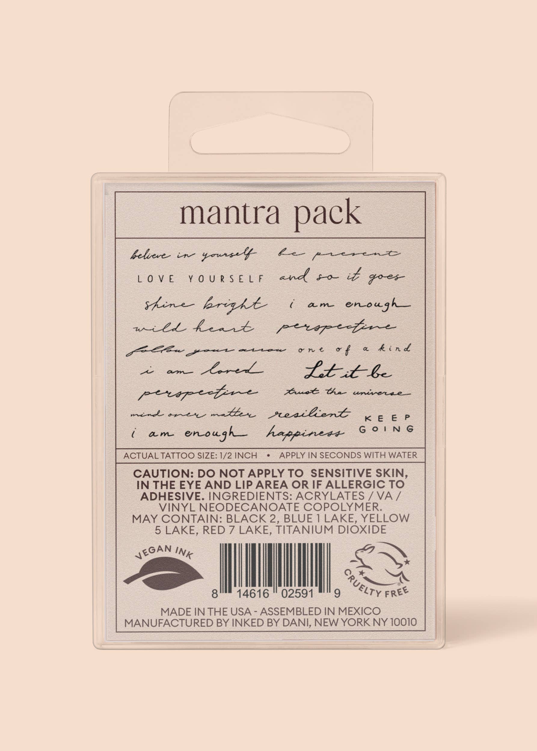 INKED by Dani - Mantra Temporary Tattoo Pack