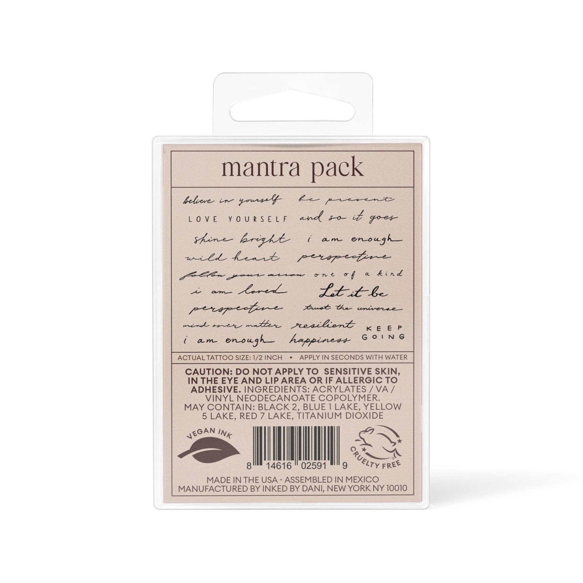 INKED by Dani - Mantra Temporary Tattoo Pack