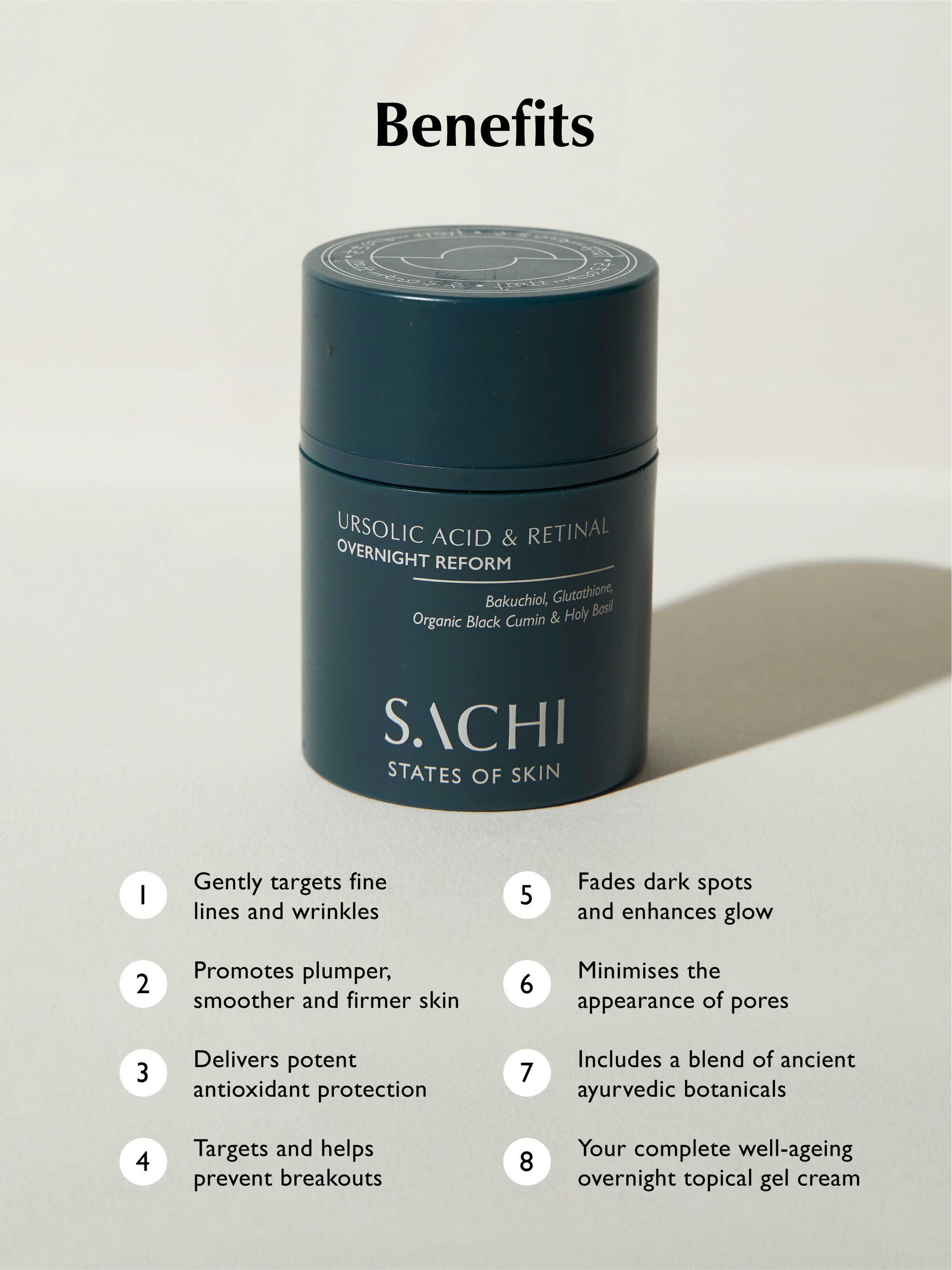 Sachi Skin - Ursolic Acid & Retinal Overnight Reform