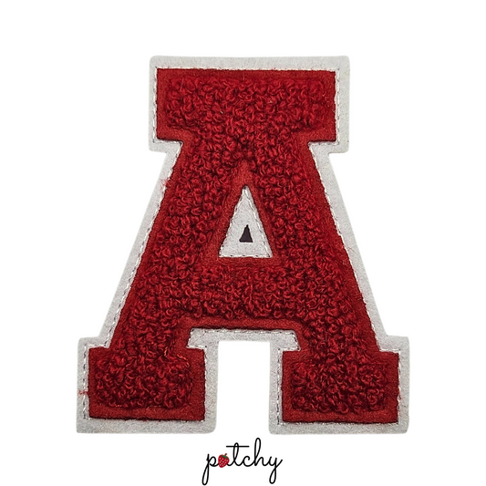 Red Varsity Chenille Iron-On Letter Patch