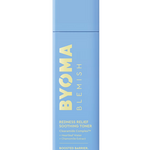 Blue bottle of BYOMA Blemish toner on a white background