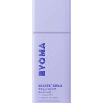 A bottle of BYOMA Barrier+ Repair Treatment, 50ml. The bottle is purple with white and blue text, indicating the product name and size.