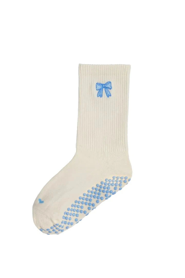 Blue Bow - Non Slip Grip Socks