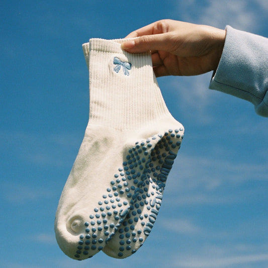 Blue Bow - Non Slip Grip Socks