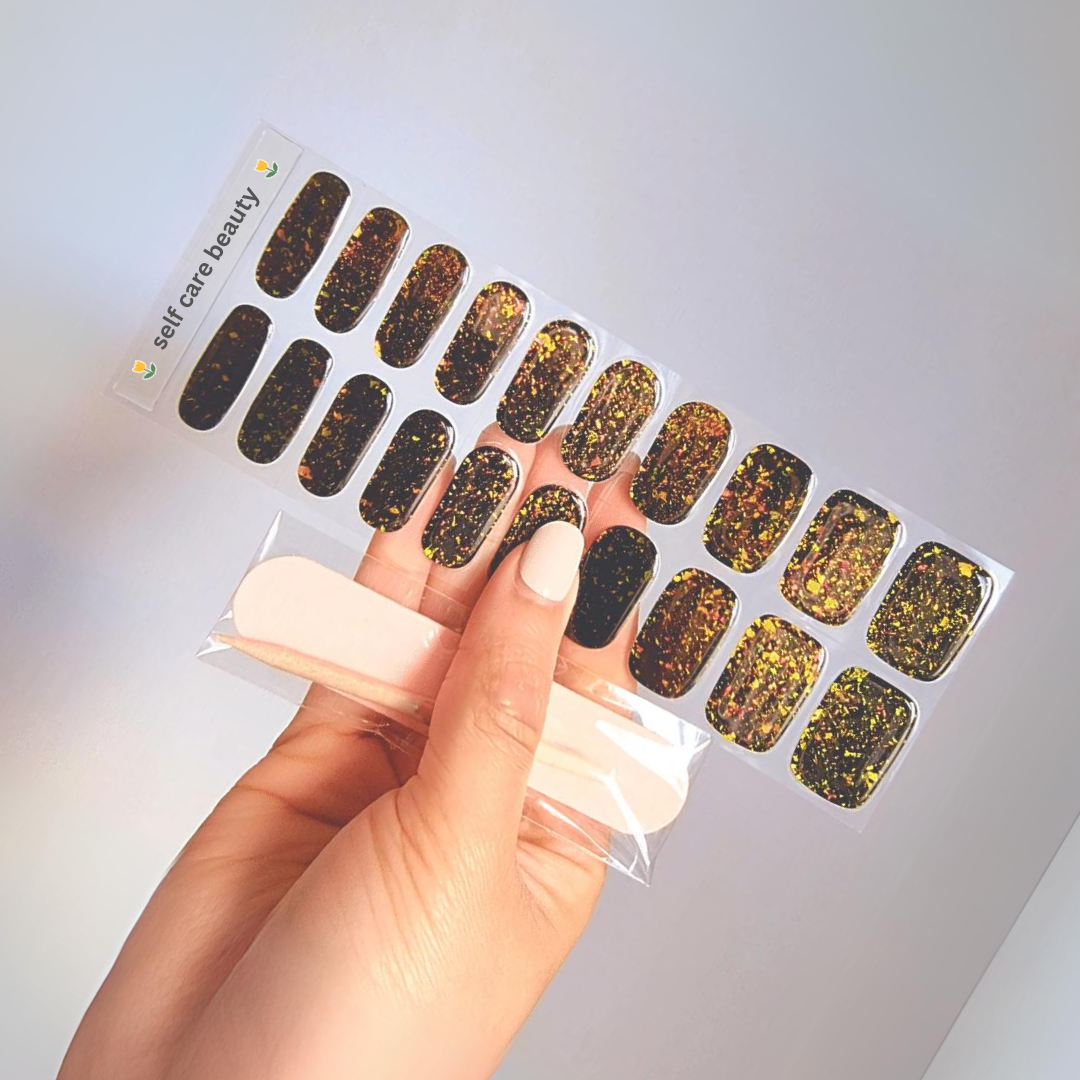 Golden Clover (Speckled) Semi Cured Gel Nail Sticker Kit