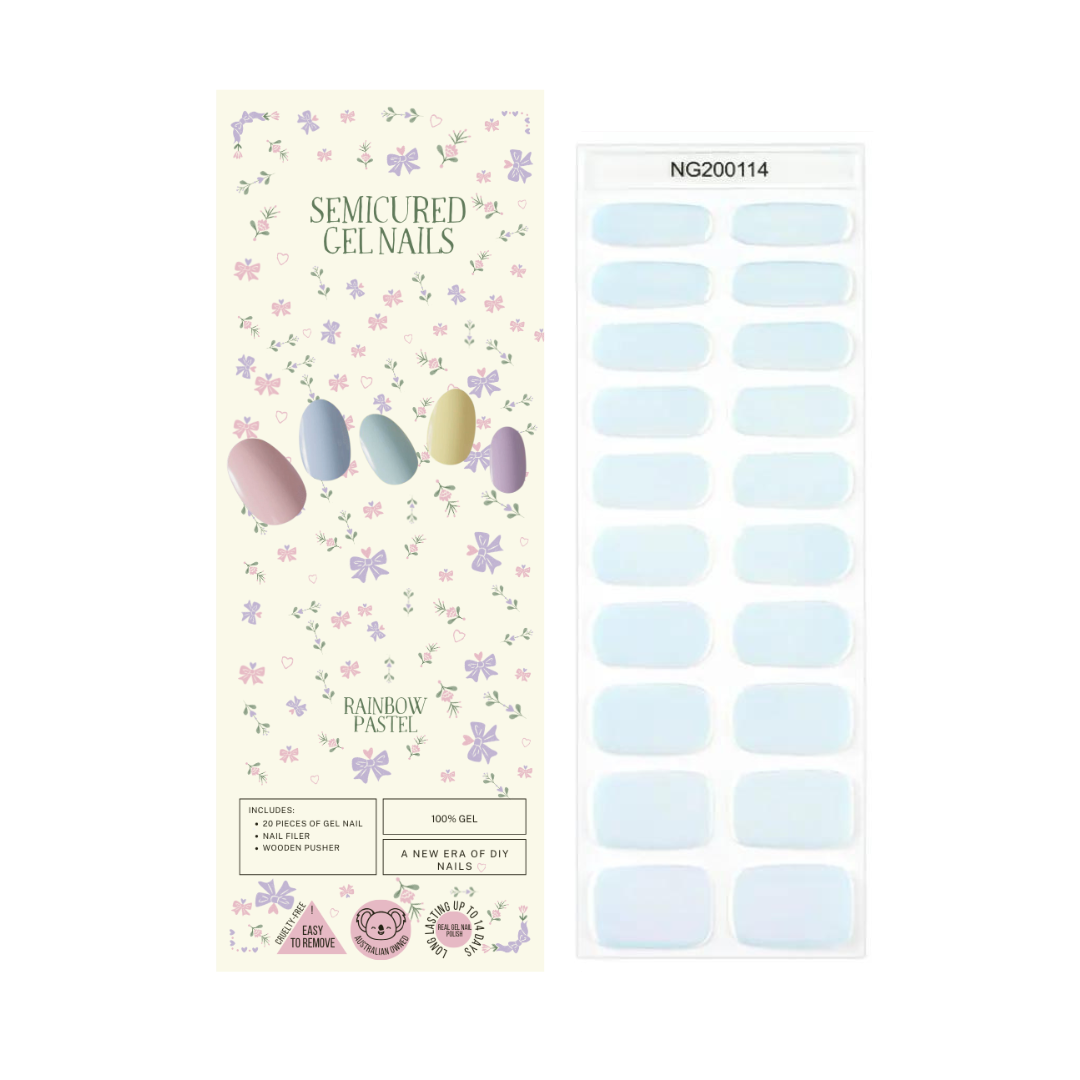 Wholesale - Blue Iridescent Mother of Pearls Semicured Gel Nails Kit ($13.99 x 10 Nail Kits)