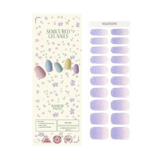 Wholesale -  Purple Glimmer Semicured Gel Nails Kit  ($13.99 x 10 Nail Kits)