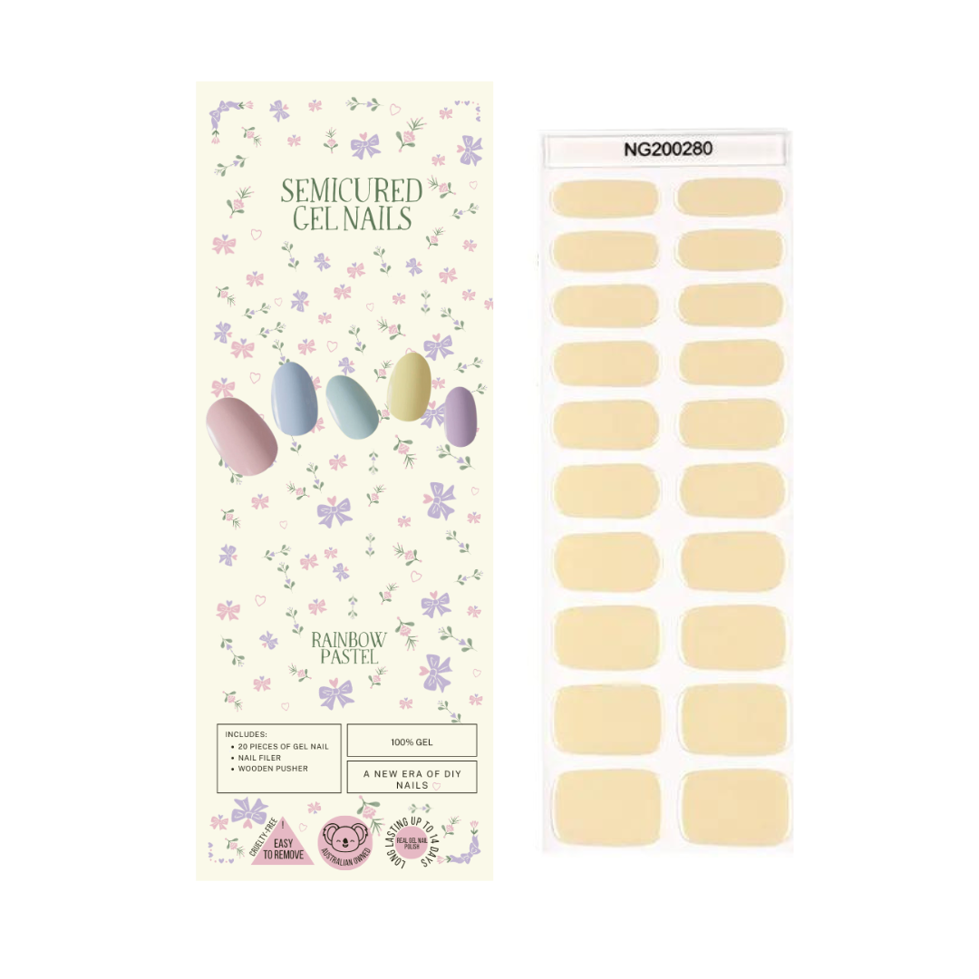 Wholesale - Pearlescent Yellow Semicured Gel Nails Kit  ($13.99 x 10 Nail Kits)