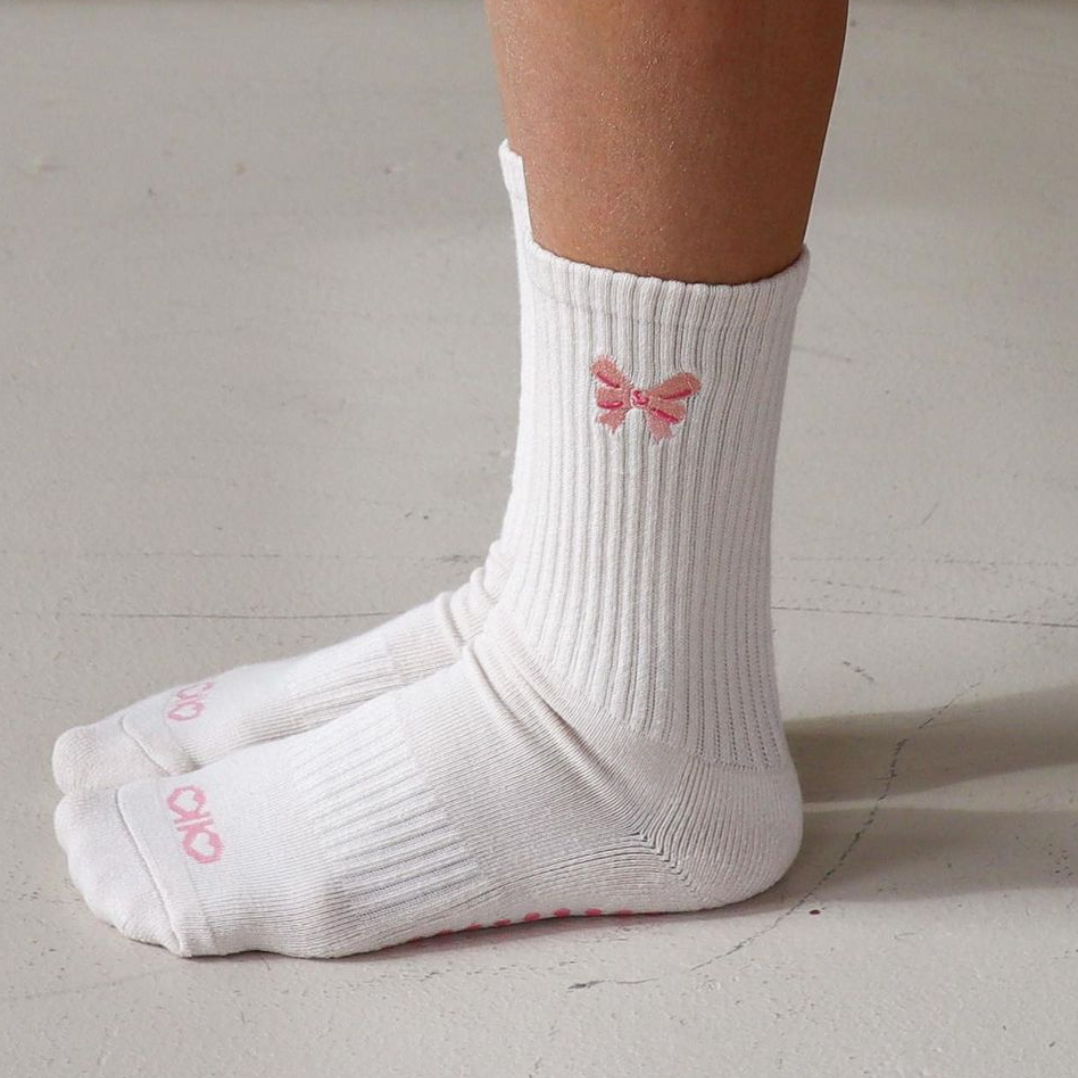 Pink Bow - Non Slip Grip Socks