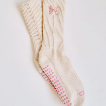 Pink Bow - Non Slip Grip Socks