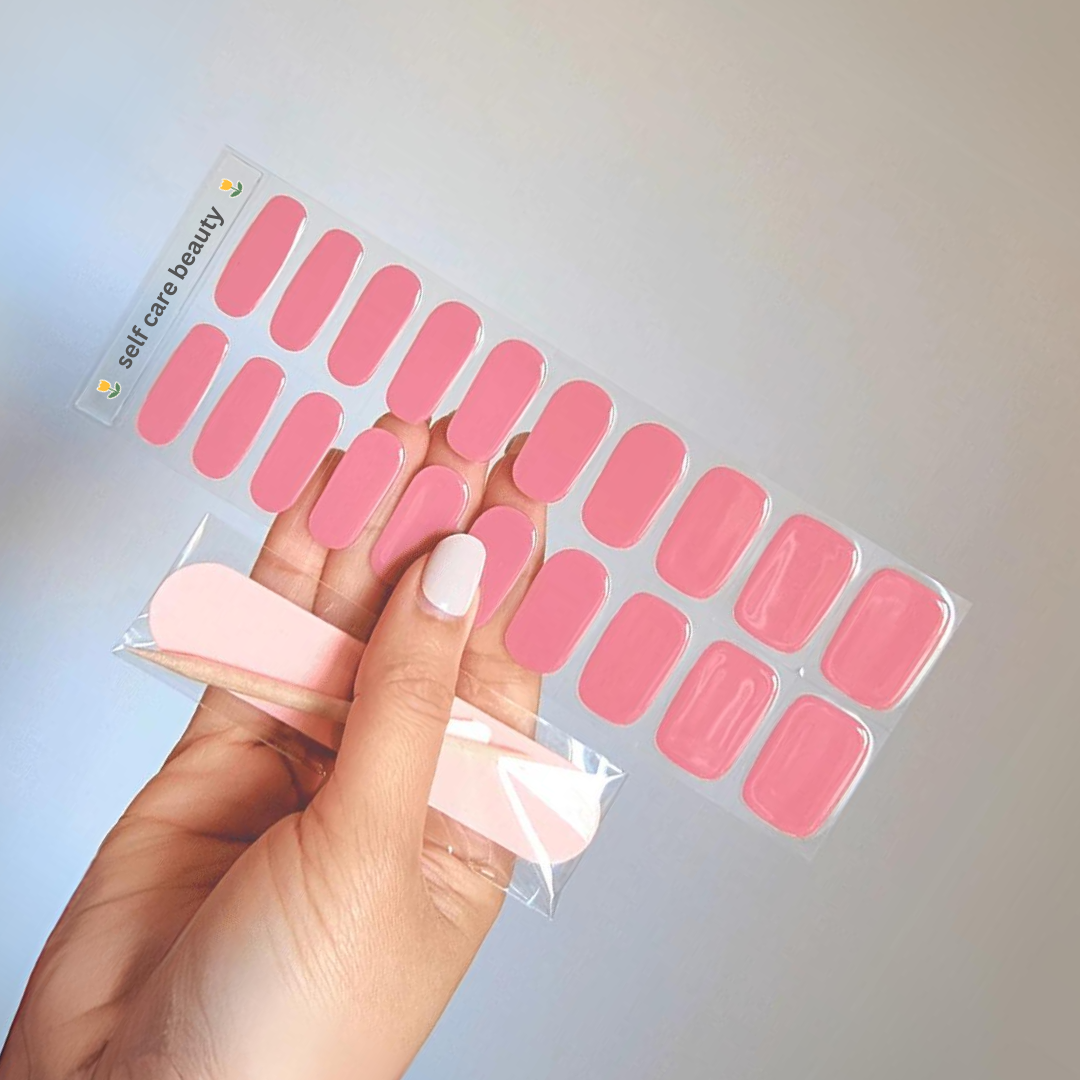 Watermelon Pink Semi Cured Gel Nail Sticker Kit