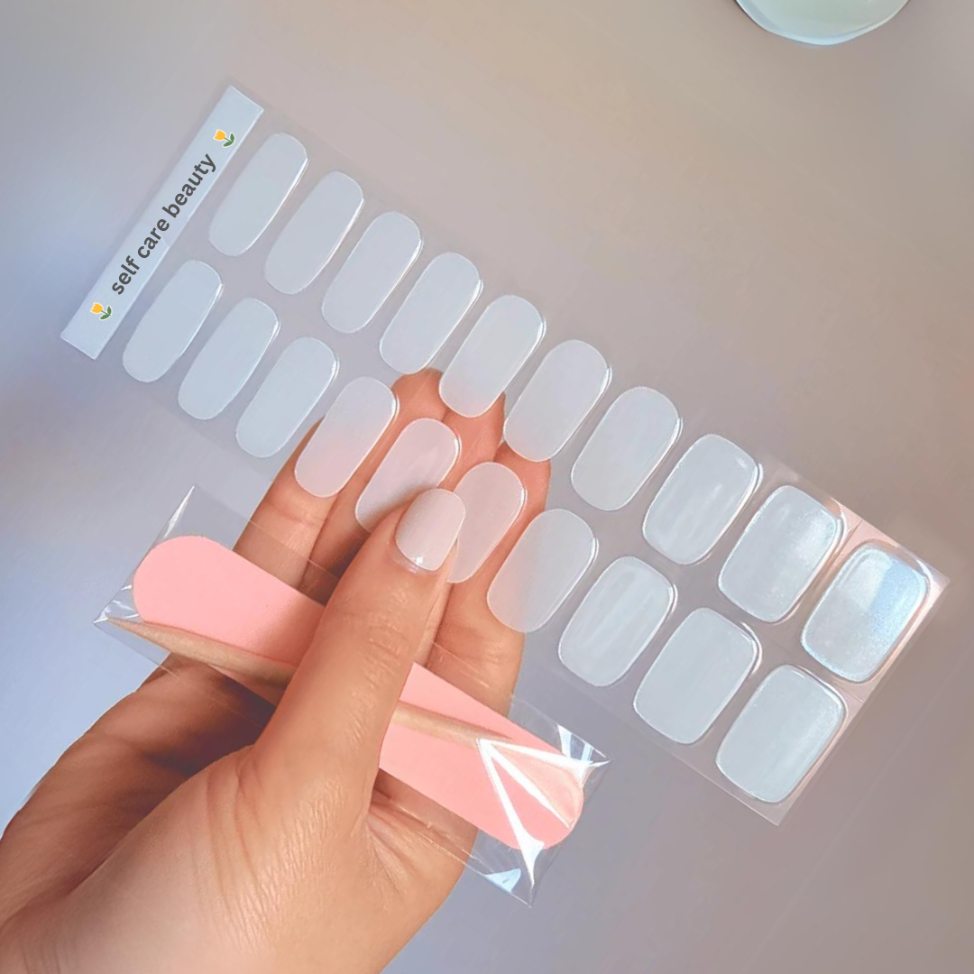 White Hailey Glazed Donut Semi Cured Gel Nail Sticker Kit