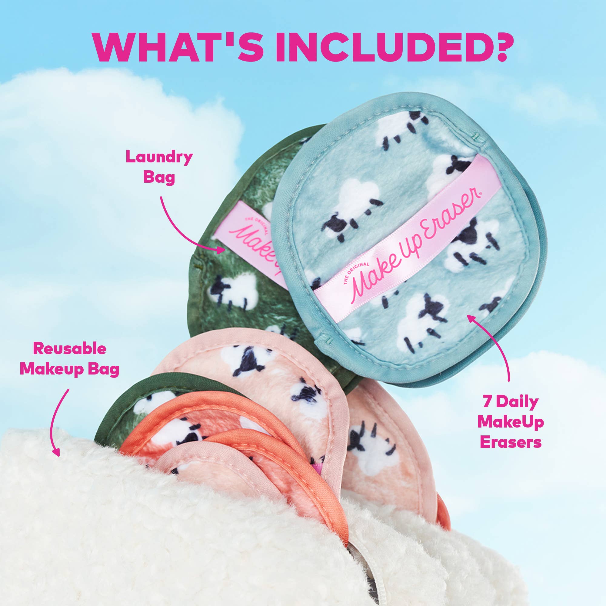 The Original MakeUp Eraser - Counting Sheep 7-Day & Makeup Bag Gift Set