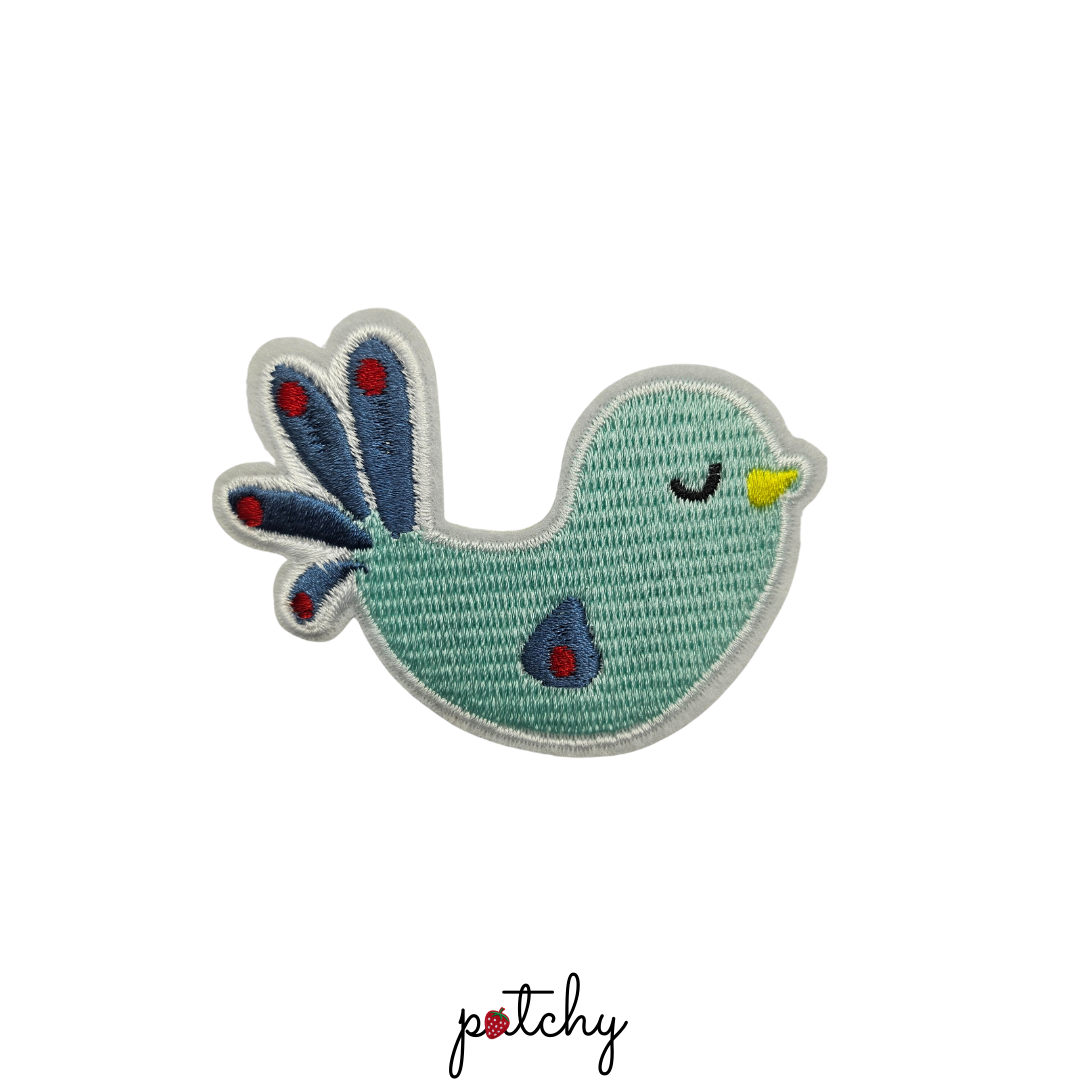 Blue Bird Embroidered Iron-On Patch