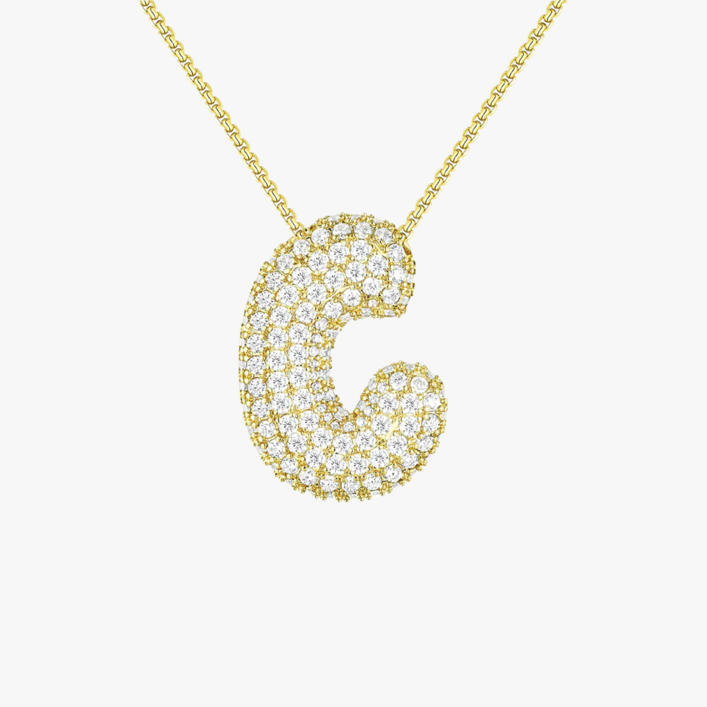 Bubble Initial Diamond Necklace