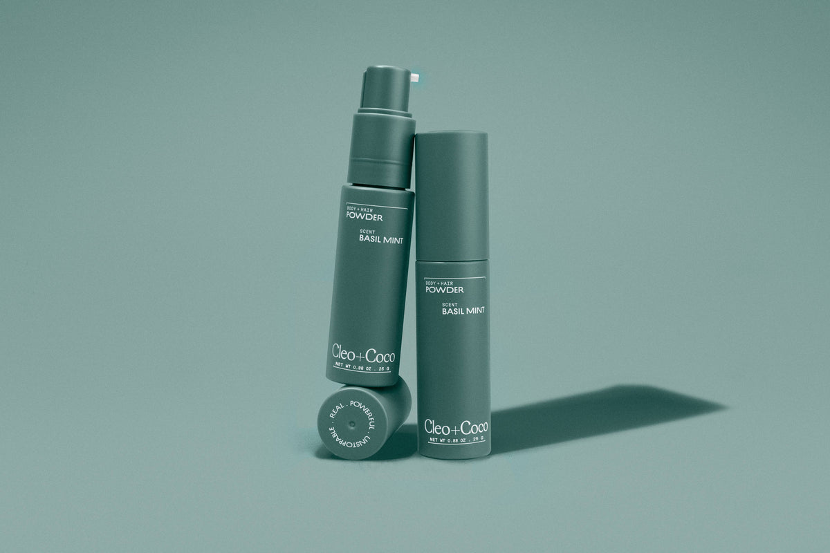 Cleo+Coco - Body Powder + Dry Shampoo - Talc-Free, Anti-Chafe- Basil Mint