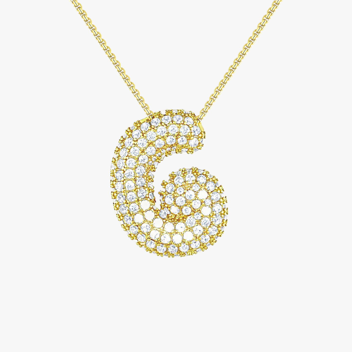 Bubble Initial Diamond Necklace