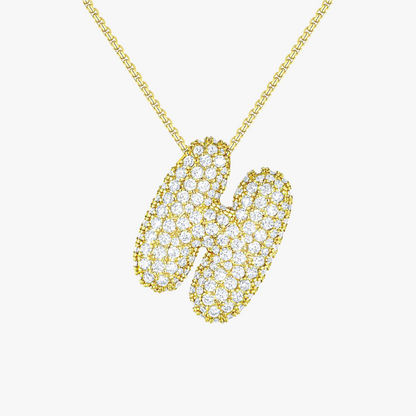 Bubble Initial Diamond Necklace