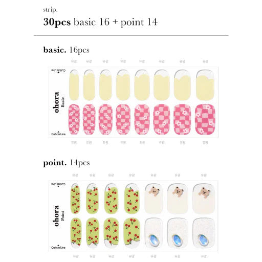 Ohora N Cute Bear Semi Cured Gel Nail Stickers