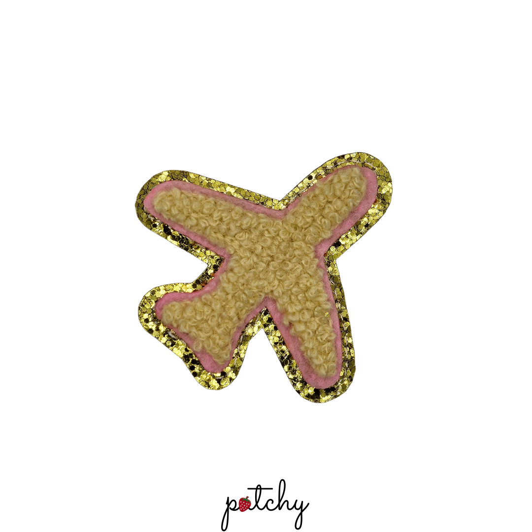 Plane Yellow Chenille Iron-On Patch