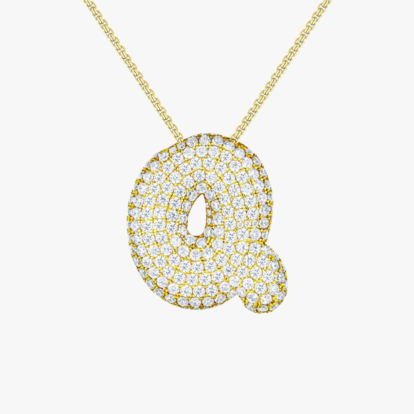 Bubble Initial Diamond Necklace