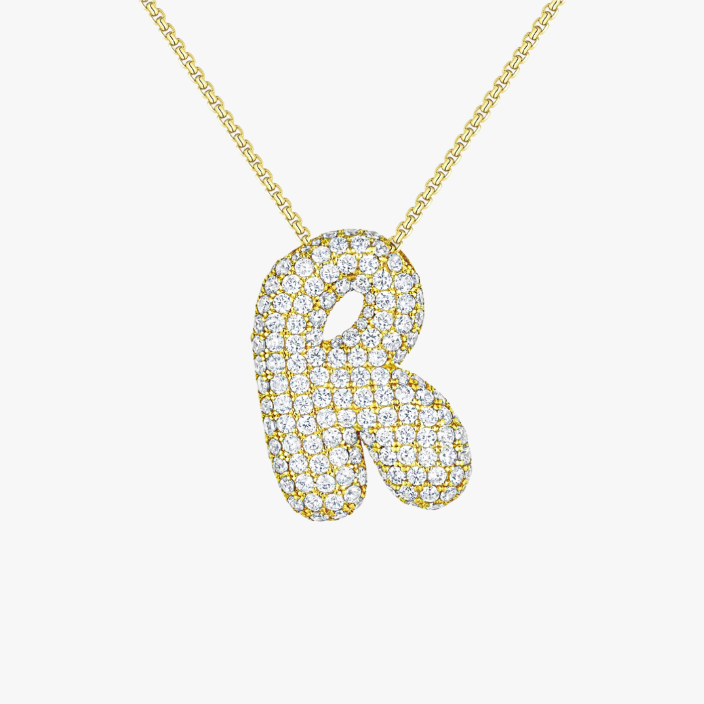 Bubble Initial Diamond Necklace