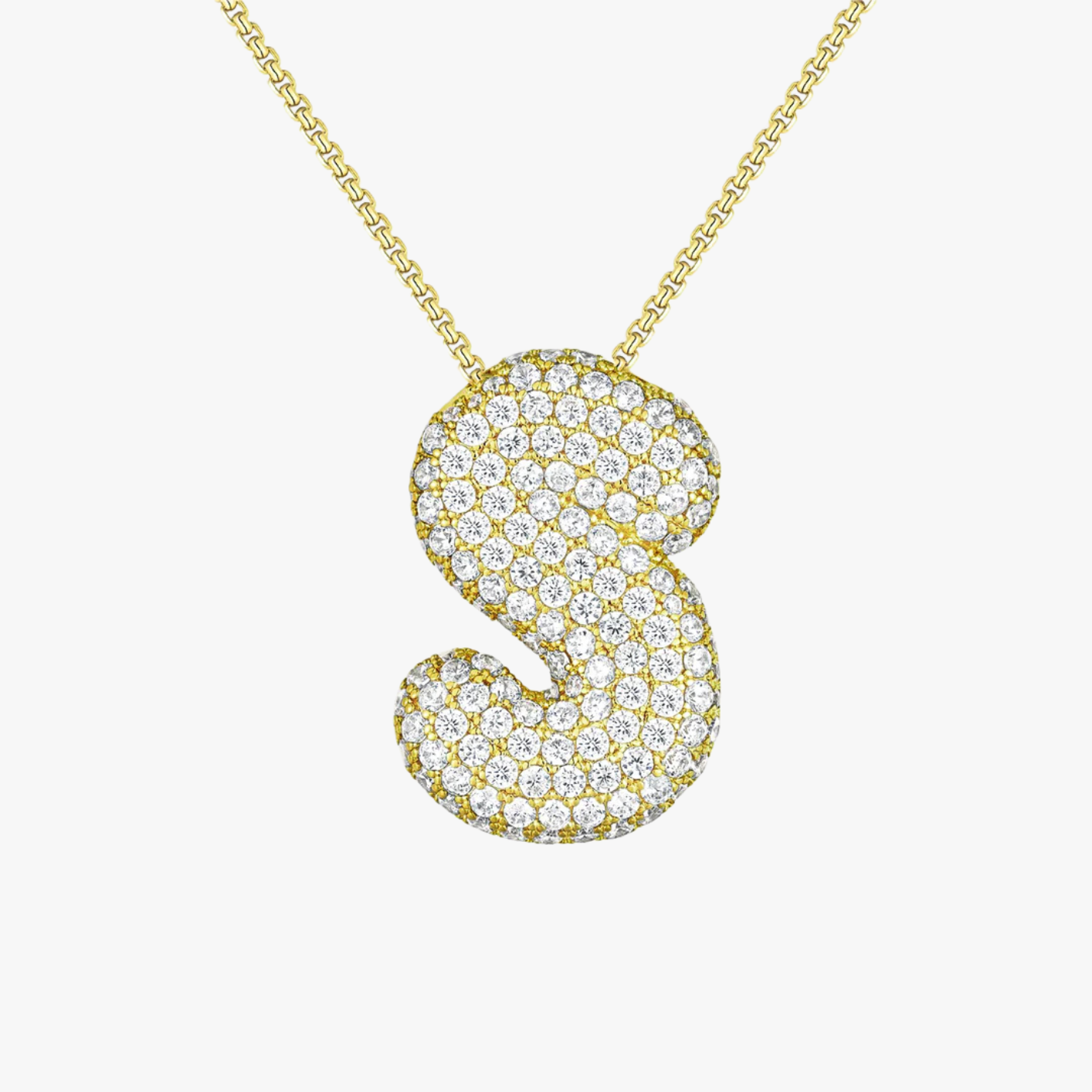 Bubble Initial Diamond Necklace