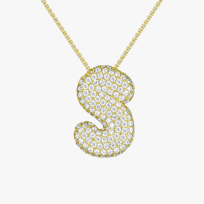 Bubble Initial Diamond Necklace