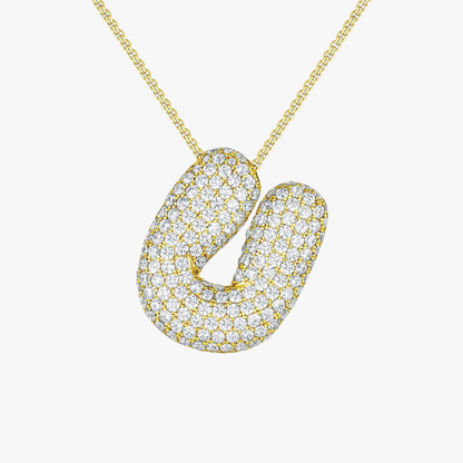 Bubble Initial Diamond Necklace