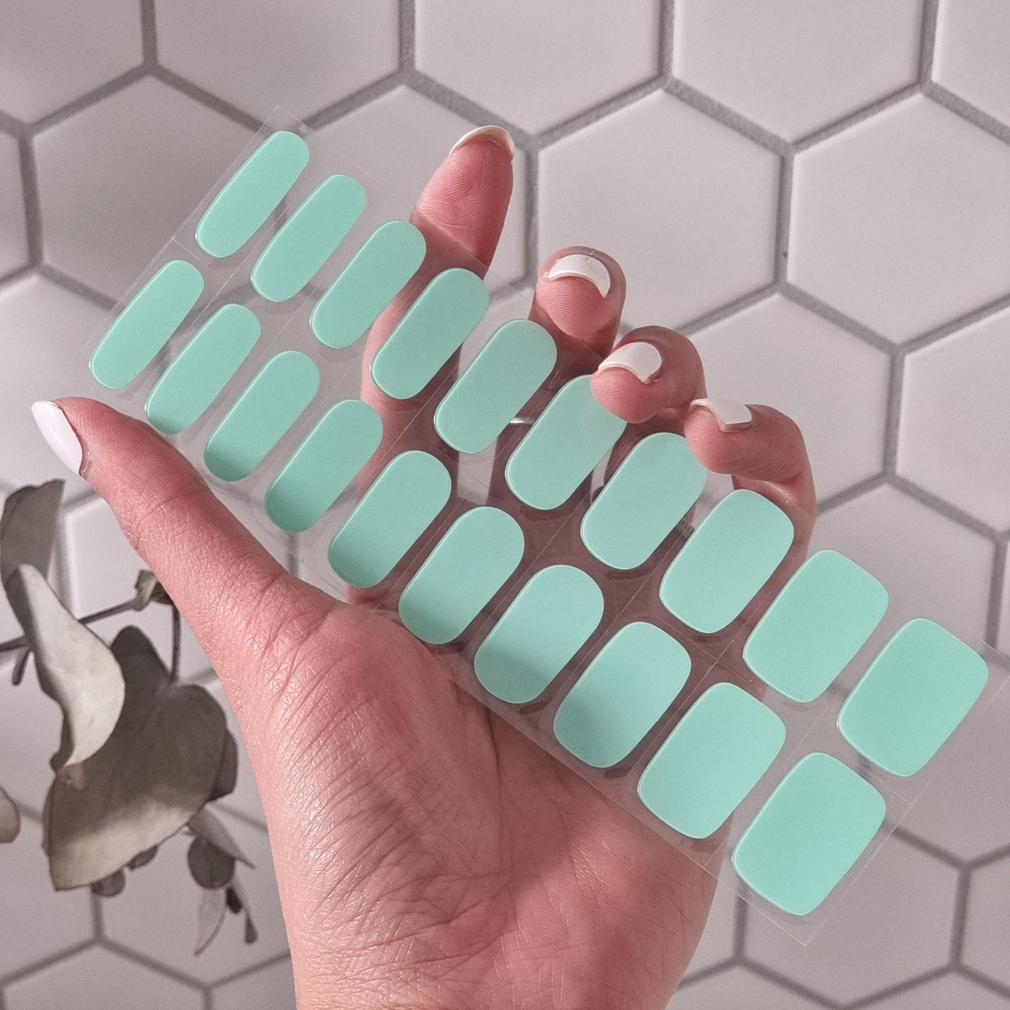 Mint Semi Cured Gel Nail Sticker Kit