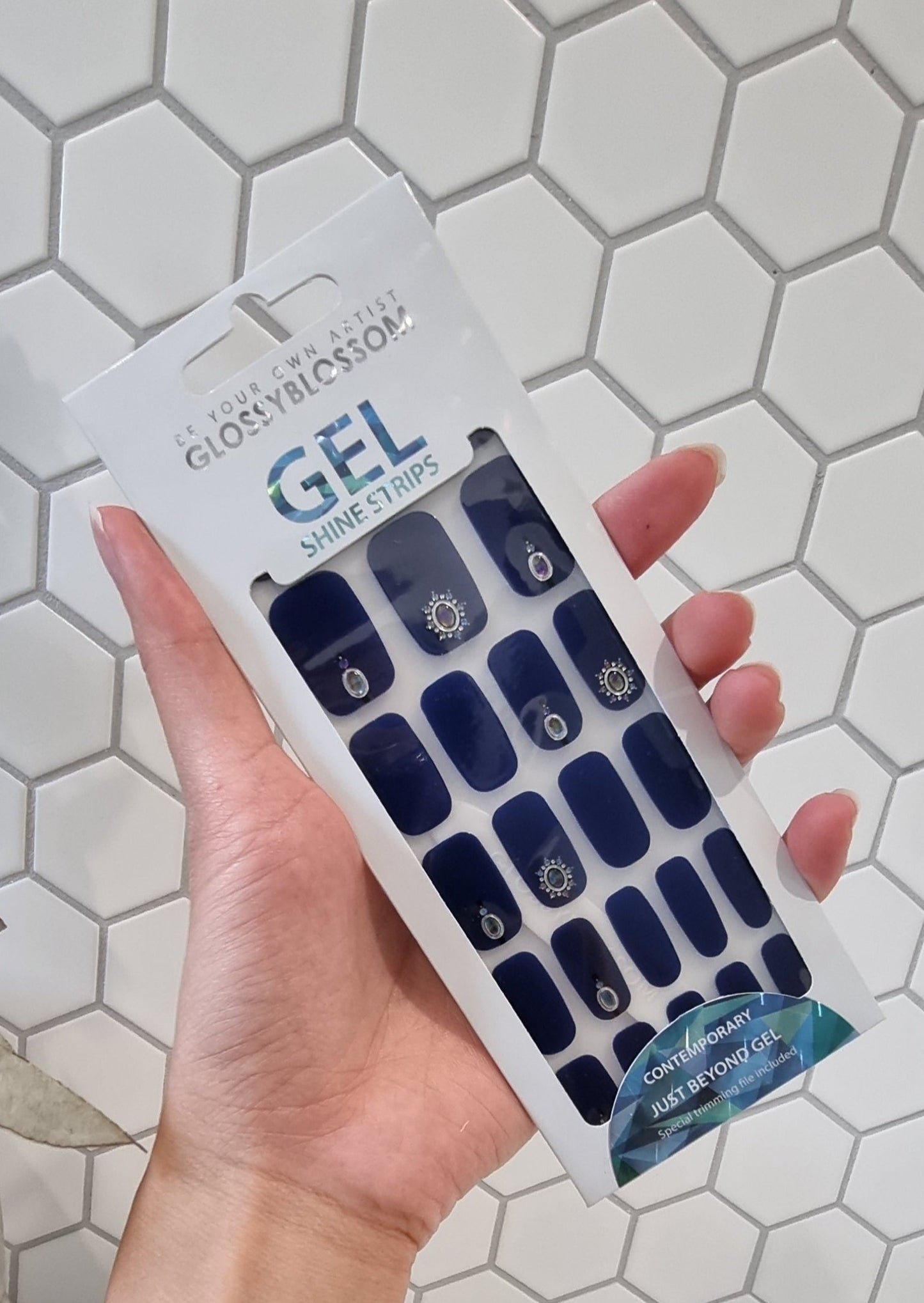 Glossy Blossom Infinity Blue Gel Nail Wrap