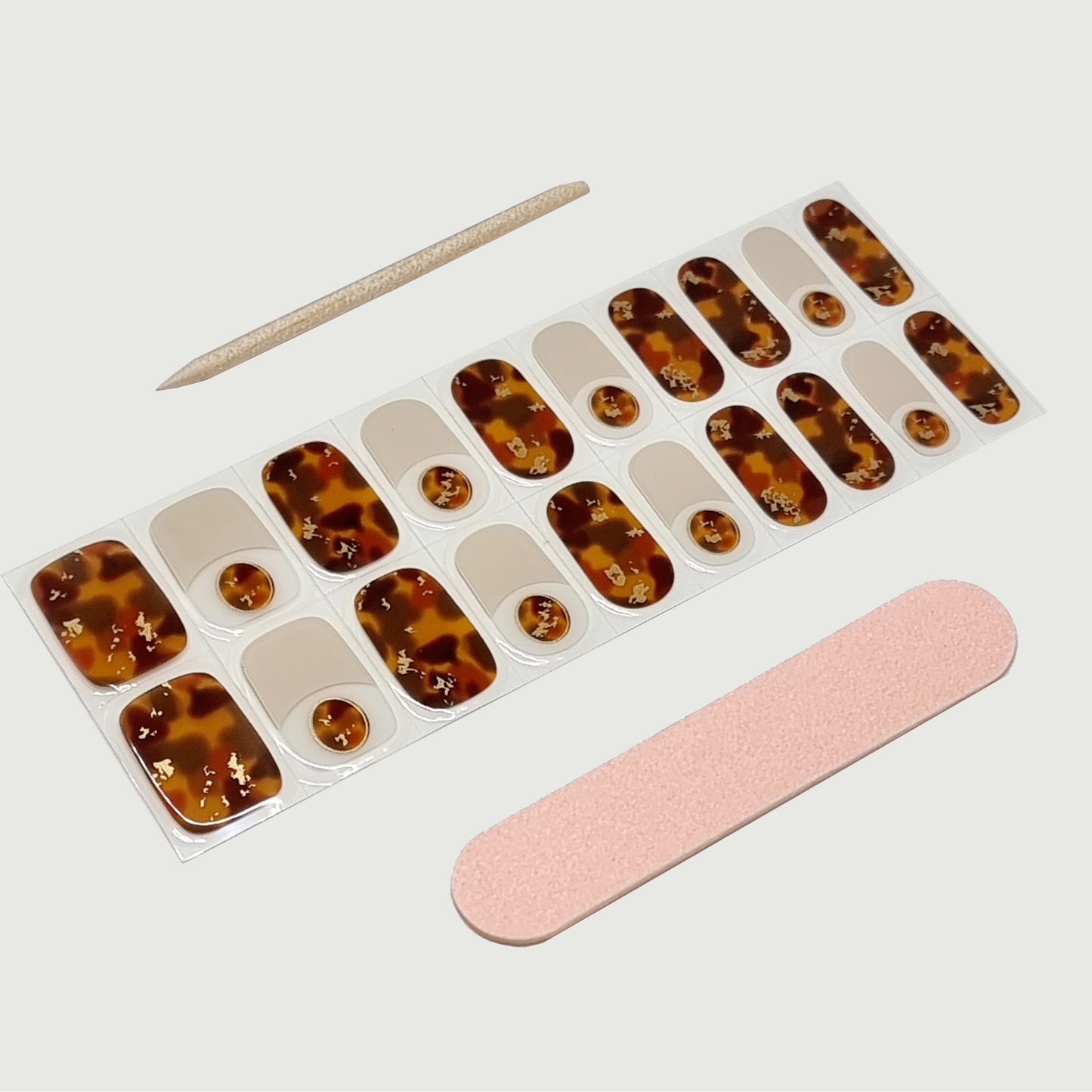 Amber Semi Cured Gel Mani Nail Sticker Kit