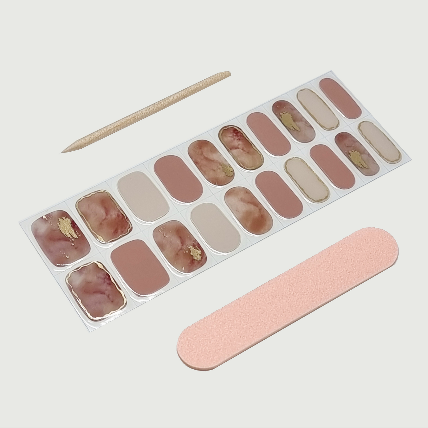 French Marble Rose Semi Cured Gel Nail Sticker Kit