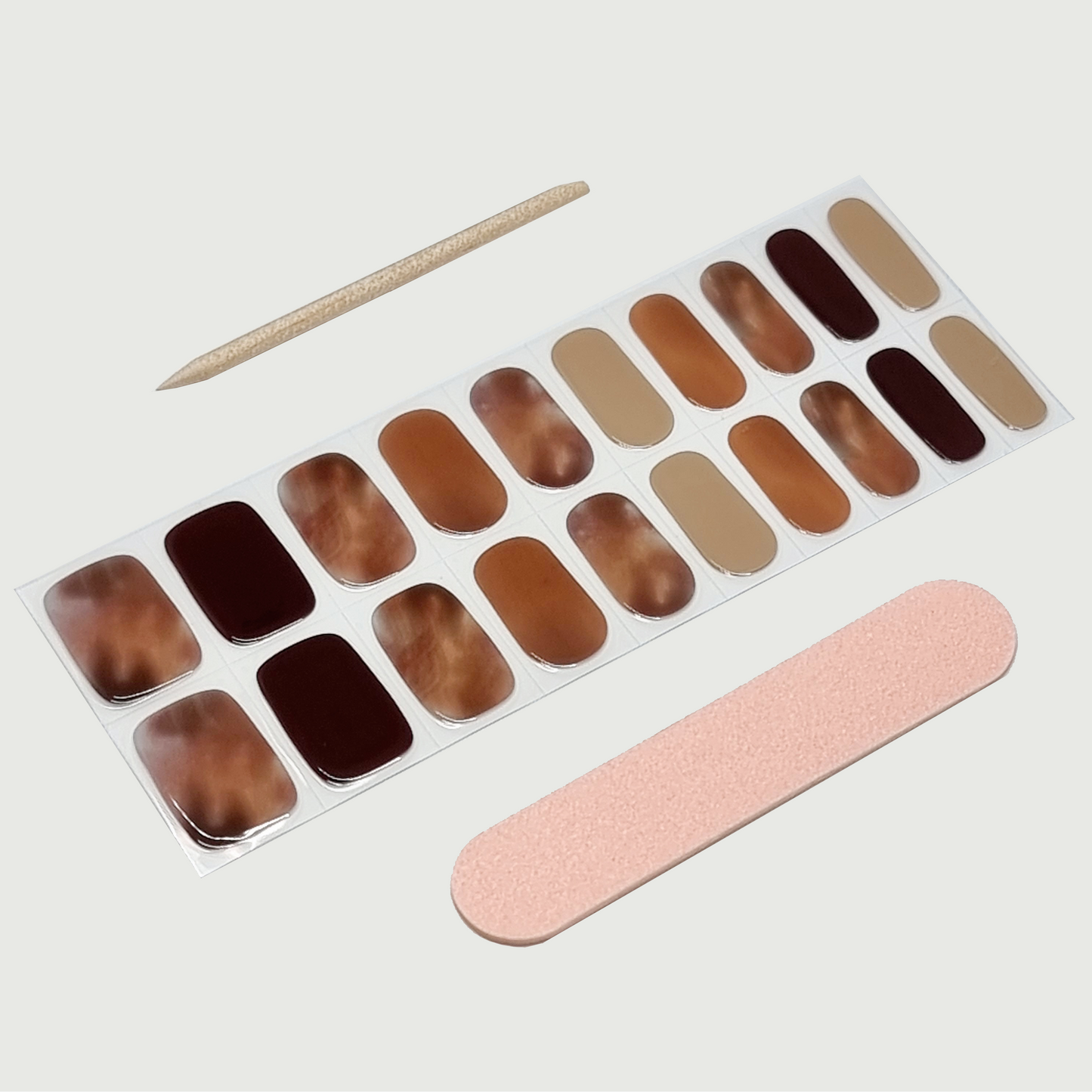 Hojicha Latte Semi Cured Gel Nail Sticker Kit