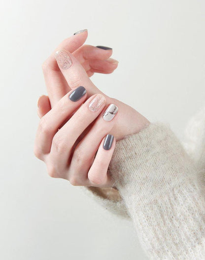 Stone Grey Semi Cured Gel Nail Sticker Kit