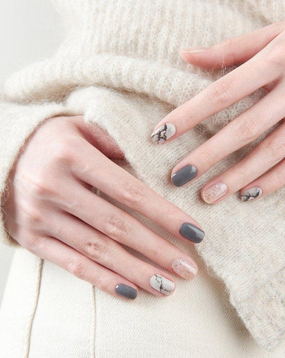 Stone Grey Semi Cured Gel Nail Sticker Kit