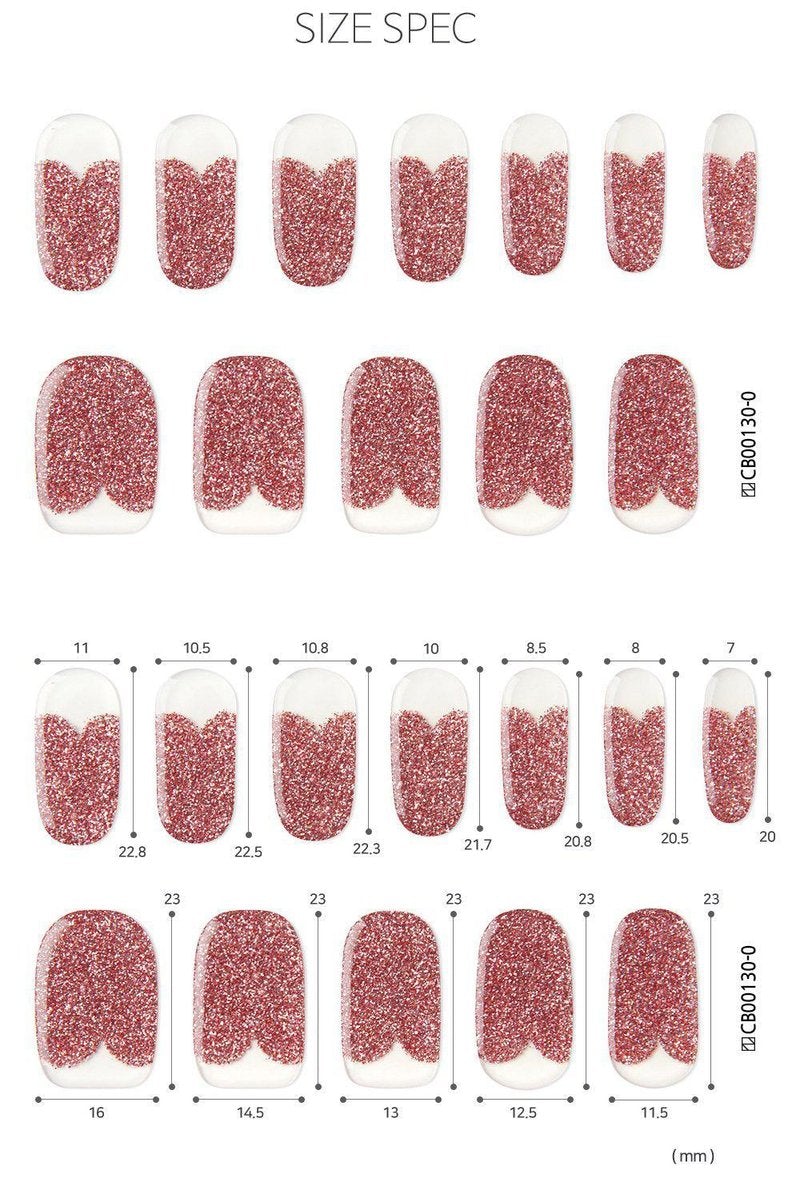 Pink Pearl Heart Semi Cured Gel Nail Sticker Kit