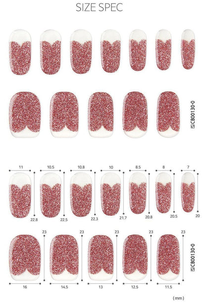 Pink Pearl Heart Semi Cured Gel Nail Sticker Kit