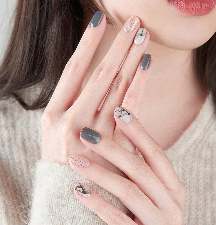 Stone Grey Semi Cured Gel Nail Sticker Kit